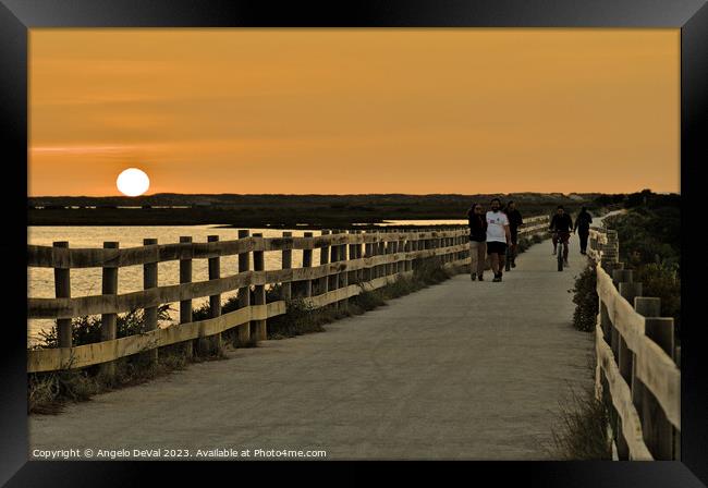 Sunset by Salinas Path in Faro Framed Print by Angelo DeVal