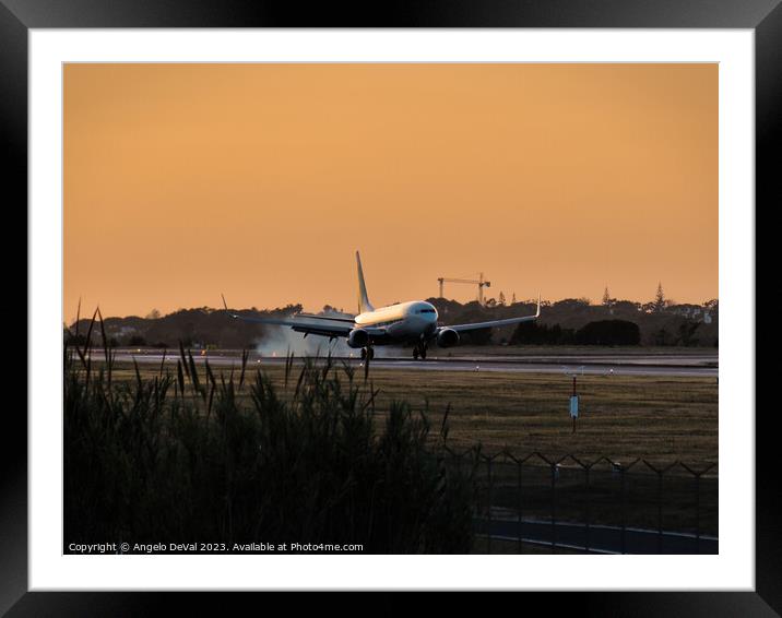 Landing Moment in Faro Airport Framed Mounted Print by Angelo DeVal
