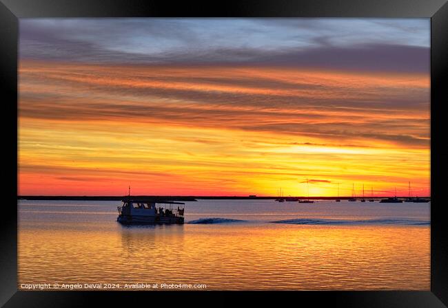 Boat and the Ria Formosa Sunset Framed Print by Angelo DeVal