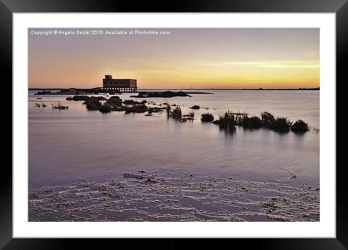 Lifesavers building and tides in Fuzeta  Framed Mounted Print by Angelo DeVal