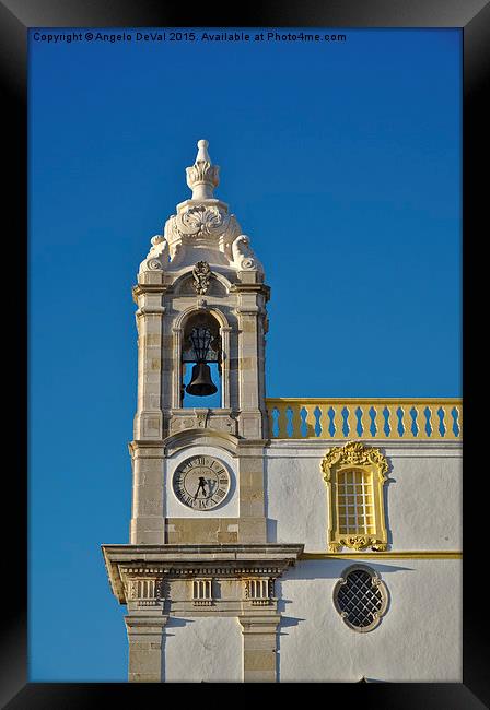 Clock tower of the Church of Carmel in Faro Framed Print by Angelo DeVal