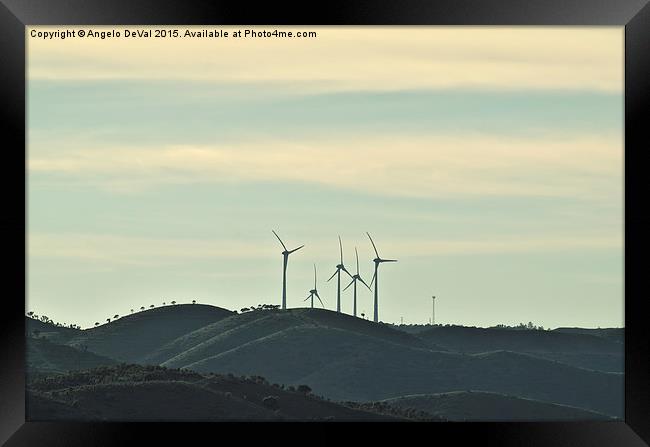 Wind turbines in Algarve mountains  Framed Print by Angelo DeVal