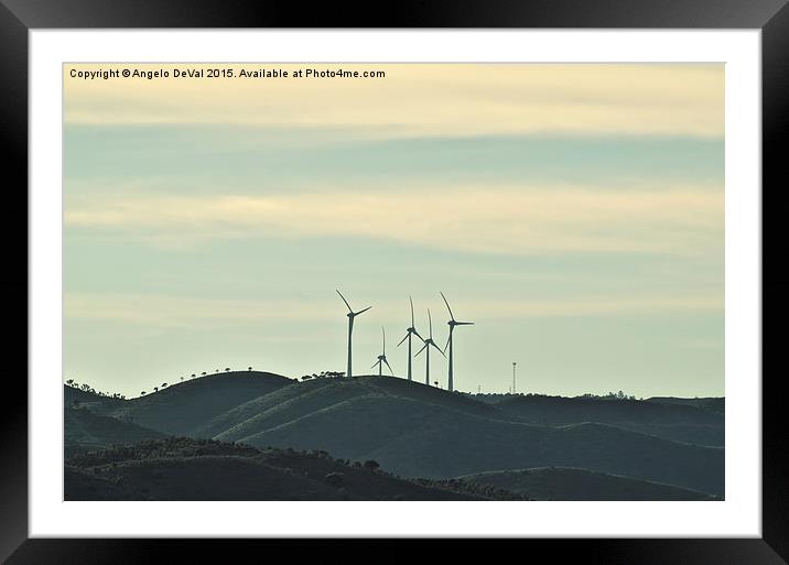 Wind turbines in Algarve mountains  Framed Mounted Print by Angelo DeVal