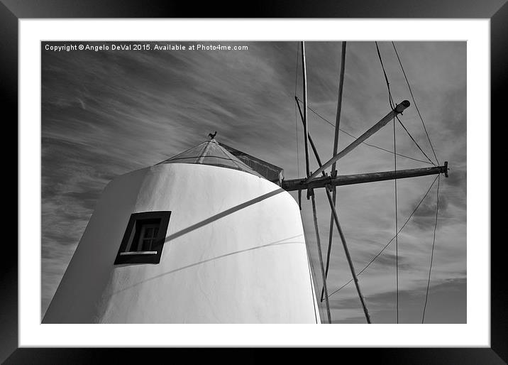 Antique windmill side view  Framed Mounted Print by Angelo DeVal