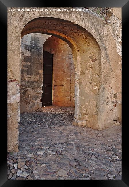 Arches of a medieval castle entrance in Algarve  Framed Print by Angelo DeVal