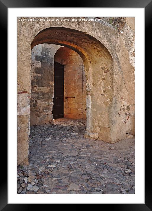 Arches of a medieval castle entrance in Algarve  Framed Mounted Print by Angelo DeVal