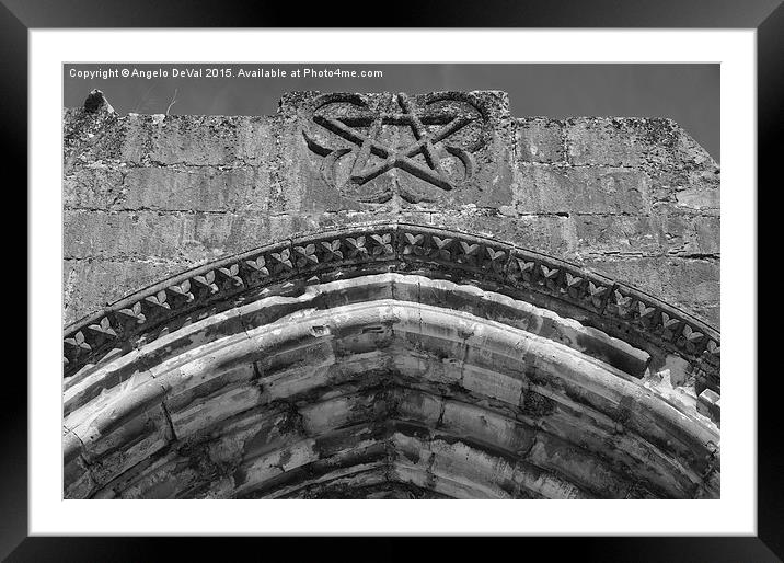 Pentagram on a medieval church portal  Framed Mounted Print by Angelo DeVal