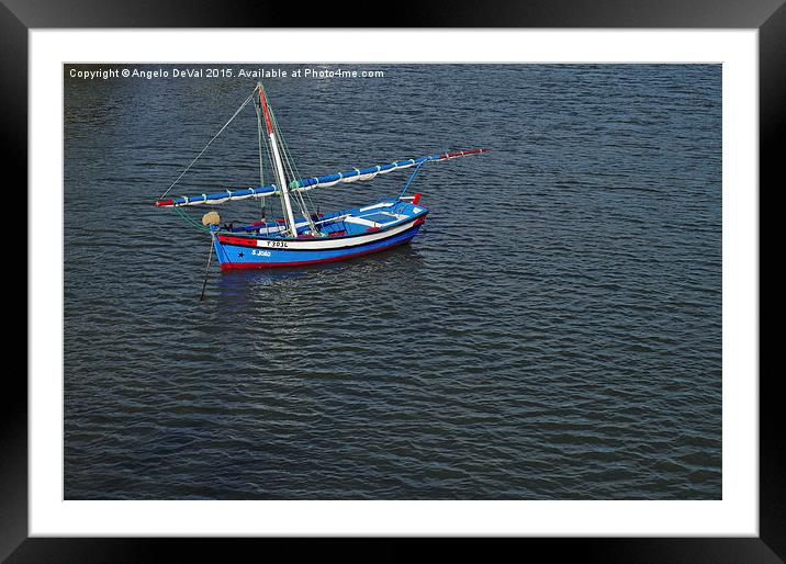 Wooden Fishing Sailboat in Tavira  Framed Mounted Print by Angelo DeVal