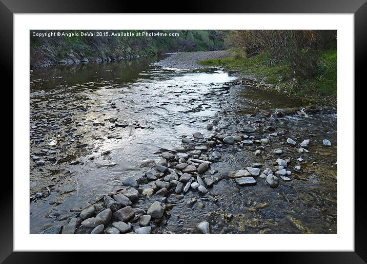 Stone River Crossing Framed Mounted Print by Angelo DeVal