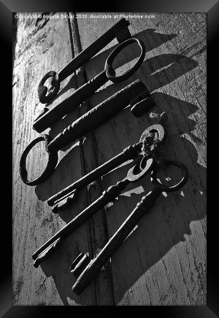 Key Line. Antique skeleton keys  Framed Print by Angelo DeVal