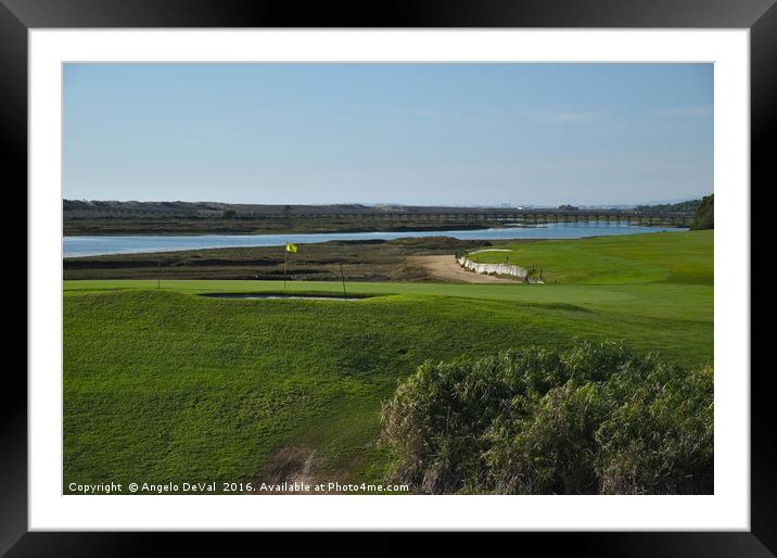 Golf course and Ria Formosa in Quinta do Lago Framed Mounted Print by Angelo DeVal