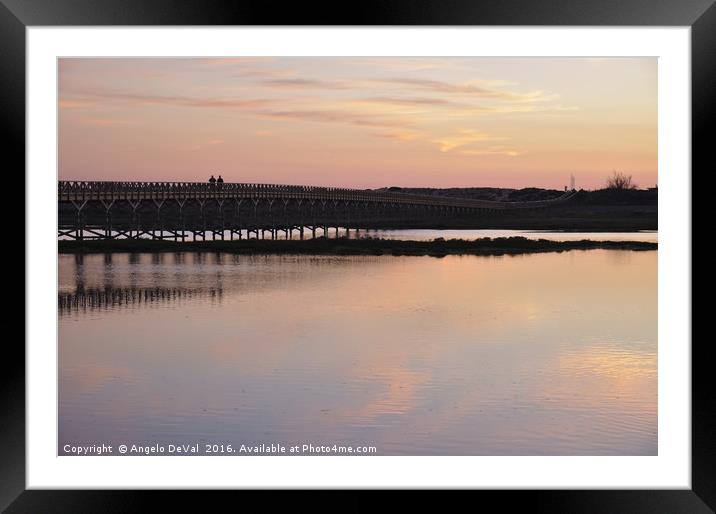 Wooden Bridge and Twilight Framed Mounted Print by Angelo DeVal