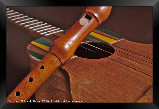 Cuatro guitar and flute Framed Print by Angelo DeVal