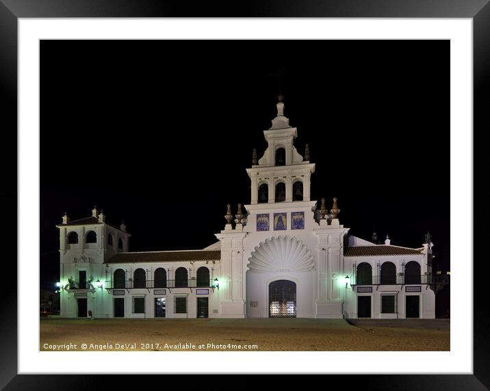 Church of the Virgen Del Rocio at night. Spain Framed Mounted Print by Angelo DeVal