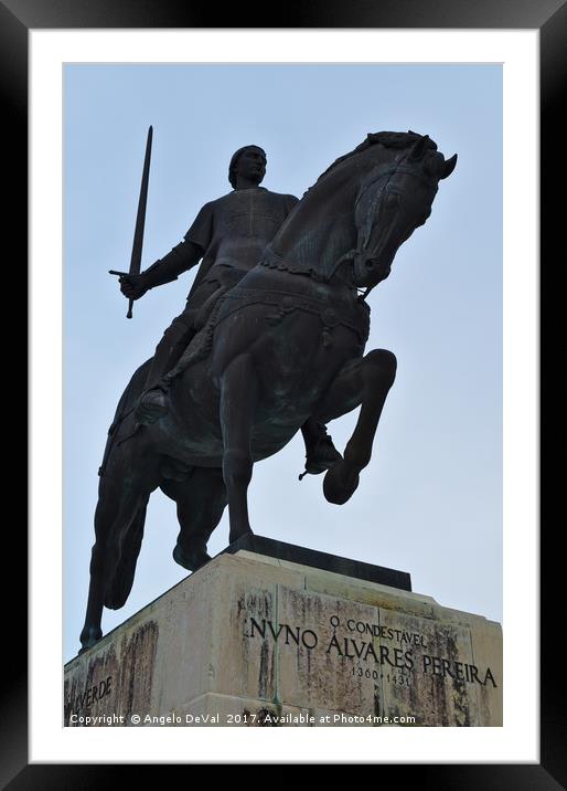 Statue of Nuno Alvares Pereira. Batalha, Portugal Framed Mounted Print by Angelo DeVal