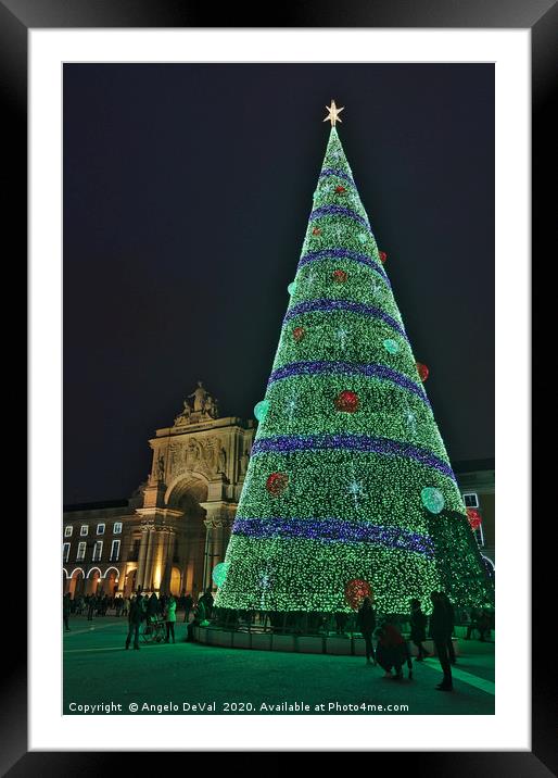 Christmas at Terreiro do Paco in Lisbon Framed Mounted Print by Angelo DeVal