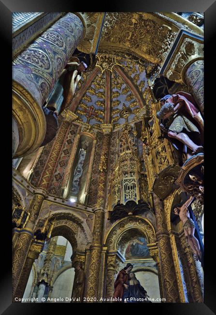 Convento de Cristo interior in Tomar, Portugal Framed Print by Angelo DeVal