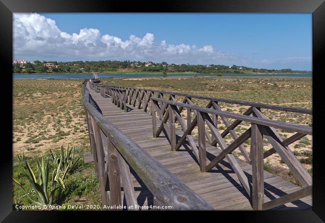 Long wooden bridge of Quinta do Lago Framed Print by Angelo DeVal