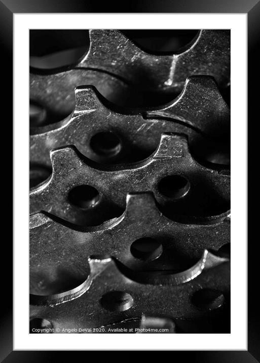 Bicycle Gears in Monochrome Framed Mounted Print by Angelo DeVal