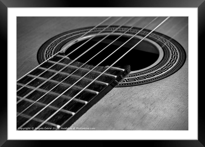 Classic Guitar in Monochrome Framed Mounted Print by Angelo DeVal
