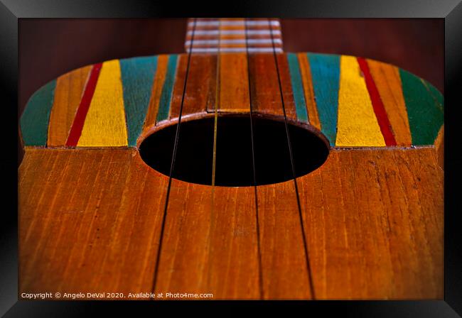 Cuatro Guitar Strings Framed Print by Angelo DeVal
