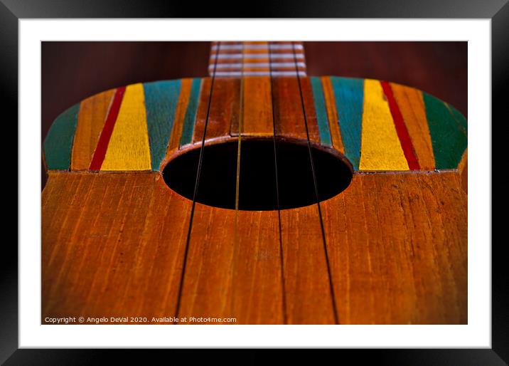 Cuatro Guitar Strings Framed Mounted Print by Angelo DeVal