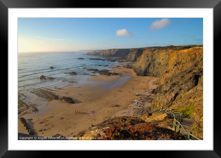 Nossa Senhora beach scene in Zambujeira do Mar Framed Mounted Print by Angelo DeVal