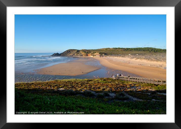 Amoreira beach cliffs and vegetation Framed Mounted Print by Angelo DeVal