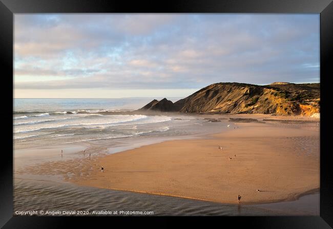Amoreira Beach Welcoming Sunset 2 Framed Print by Angelo DeVal