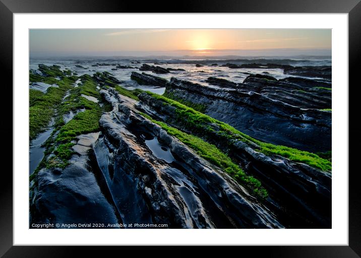 Beach Rocks at Sunset in Costa Vicentina Framed Mounted Print by Angelo DeVal