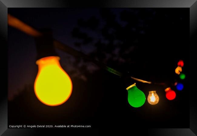 Colourful Festive Lightbulbs Framed Print by Angelo DeVal