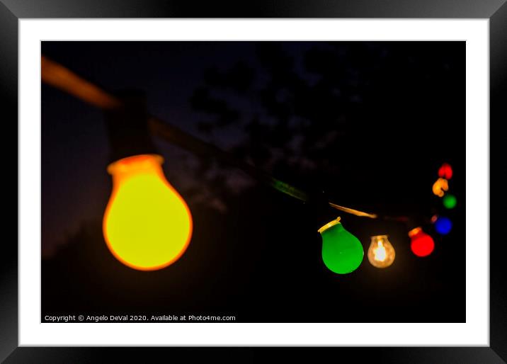 Colourful Festive Lightbulbs Framed Mounted Print by Angelo DeVal