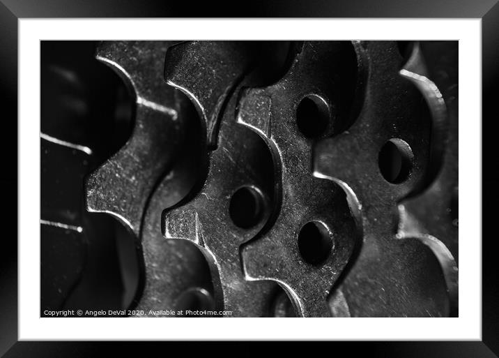 Bicycle Cassette in Monochrome Framed Mounted Print by Angelo DeVal