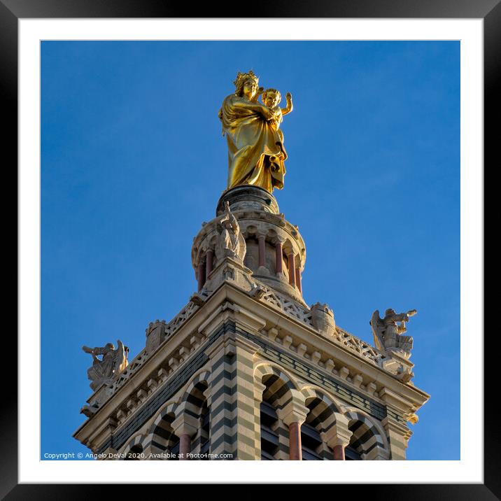 Notre-Dame de la Garde Cathedral Statue Framed Mounted Print by Angelo DeVal