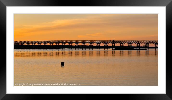 Wooden bridge at sunset in Quinta do Lago Framed Mounted Print by Angelo DeVal