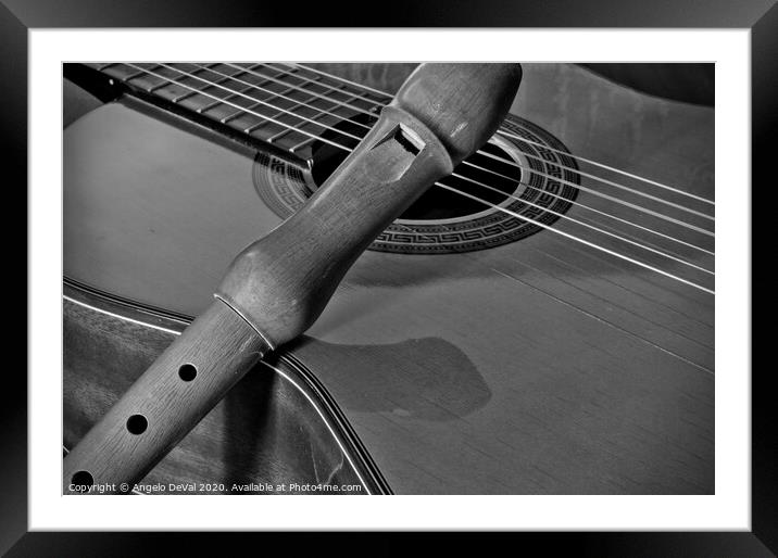 Spanish guitar and flute Framed Mounted Print by Angelo DeVal