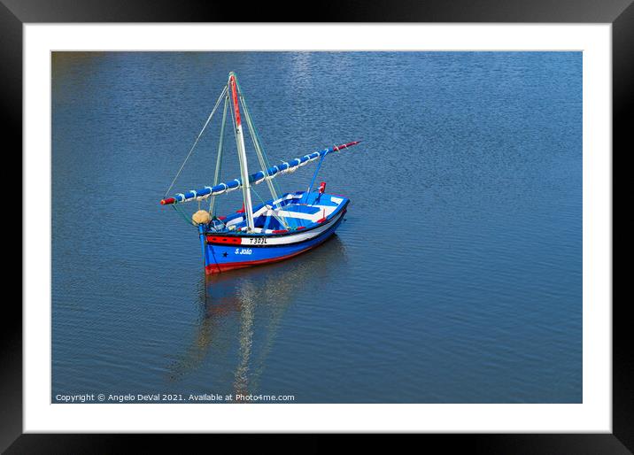 Traditional Fishing Sailboat in Tavira Framed Mounted Print by Angelo DeVal