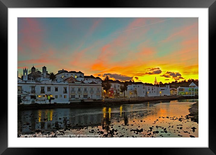 Sunset from Tavira Antique Bridge Framed Mounted Print by Angelo DeVal