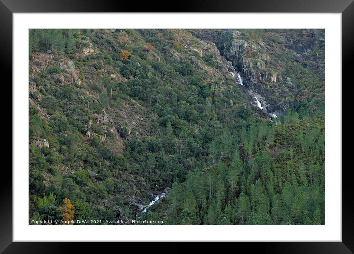 Waterfall and Mountains in Xeres Framed Mounted Print by Angelo DeVal