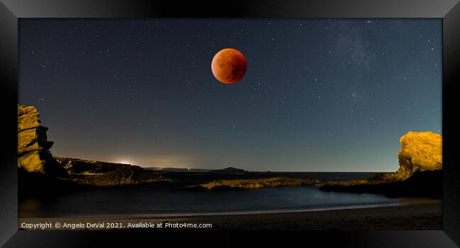 Pessegueiro Island and Blood Moon Framed Print by Angelo DeVal