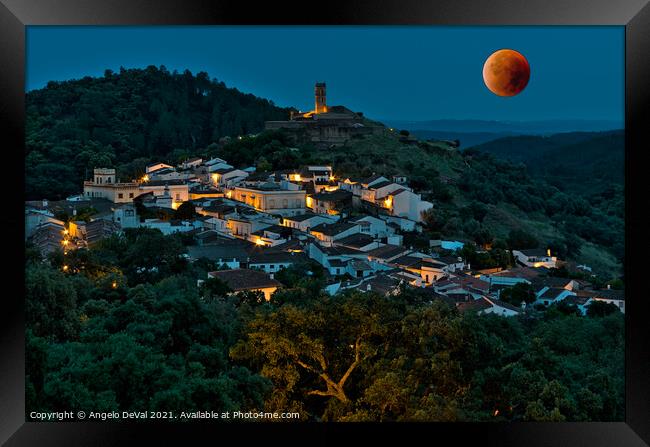Almonaster La Real and Blood Moon Framed Print by Angelo DeVal