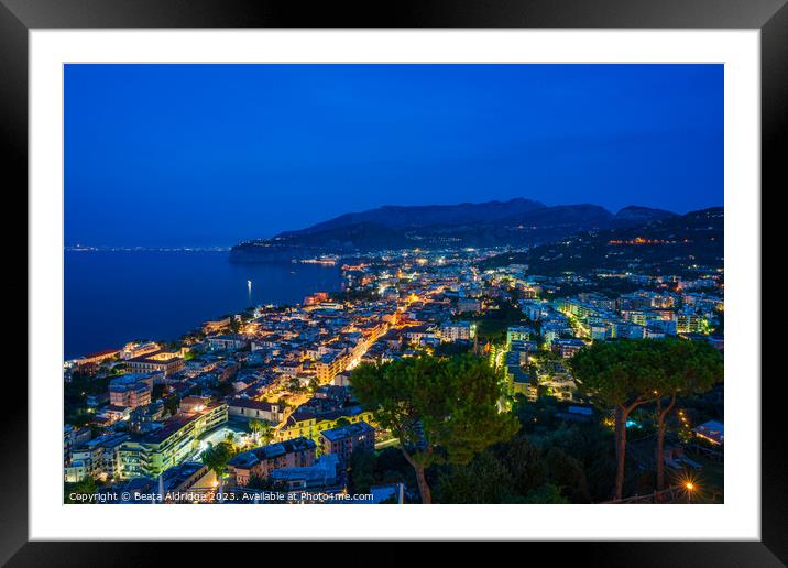 Sorrento at night Framed Mounted Print by Beata Aldridge