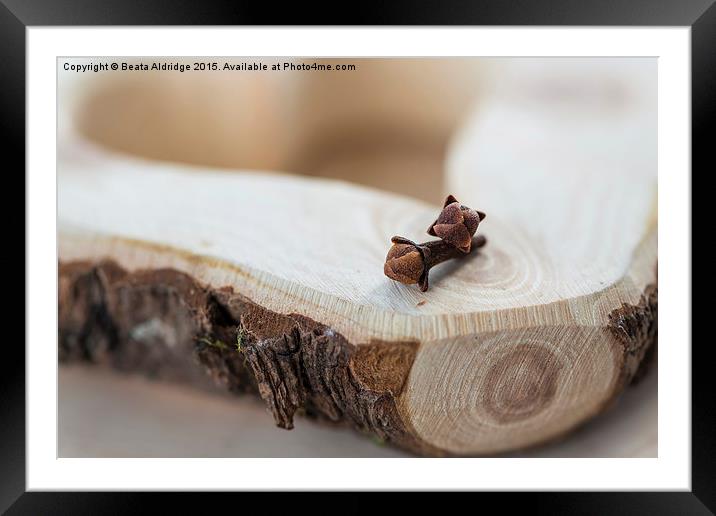 Cloves on wooden background - closeup with selecti Framed Mounted Print by Beata Aldridge