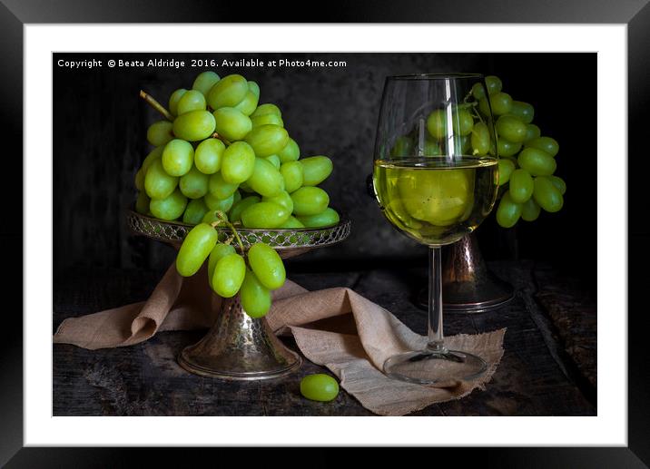 Vintage green grapes Framed Mounted Print by Beata Aldridge