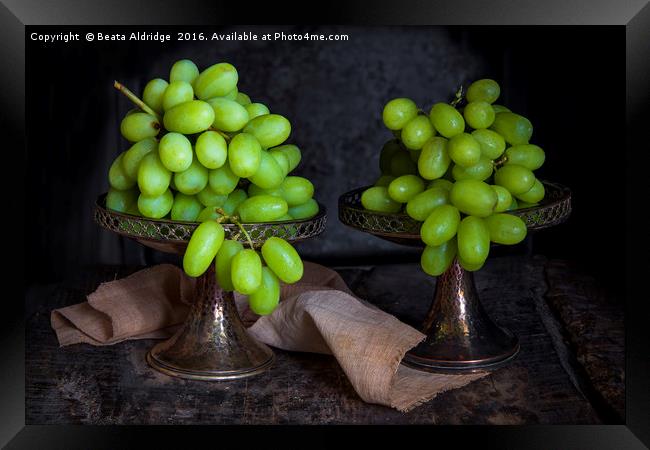 Vintage green grapes Framed Print by Beata Aldridge