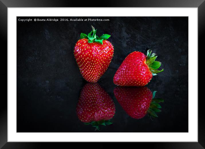 Strawberry reflection 2 Framed Mounted Print by Beata Aldridge