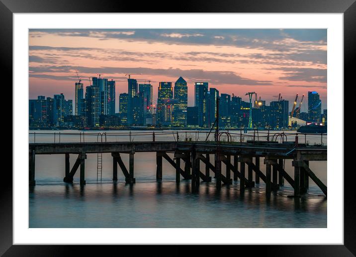 Canary Wharf at dusk Framed Mounted Print by Beata Aldridge
