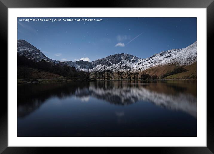  Buttermere by Moonlight Framed Mounted Print by John Ealing