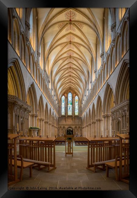 Wells Cathedral Nave Framed Print by John Ealing