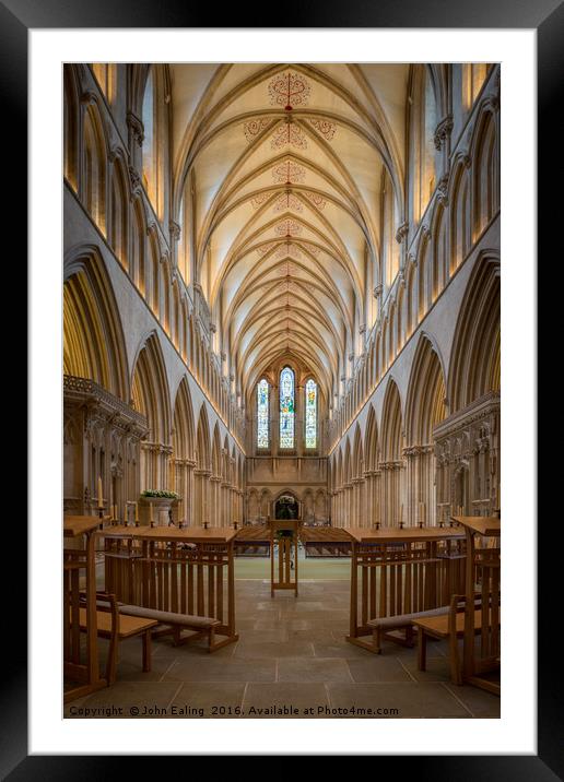 Wells Cathedral Nave Framed Mounted Print by John Ealing